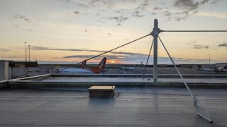 A sunset viewed from inside YVR airport