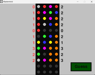 screenshot of mastermind game